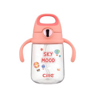 China Cille Sustainable Custom Travel BPA Leakproof Plastic Kids Drinking Water Bottle With Straw And Strap for sale