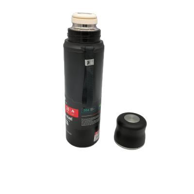 China Stainless Steel Spike Vacuum Insulated Water Bottle Black 1000ML for sale