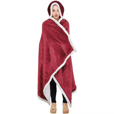 China 2021 wearables latest style keep warm wearable sherpa throw hooded blanket for sale