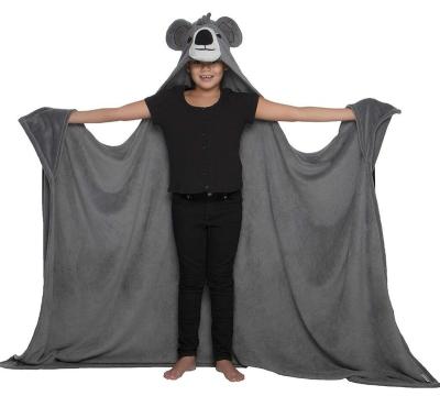 China 2021 New Style Custom Color Soft Gray Flannel Kids Animal Wearable Koala TV Hoodie Blanket for sale