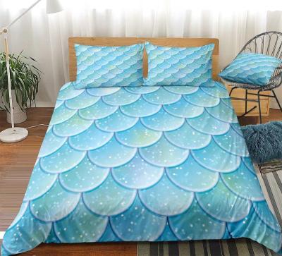 China Nondisposable latest hot sale product wholesale price hometextile custom made fish scales printing four pieces of cover set quilt bedding for sale