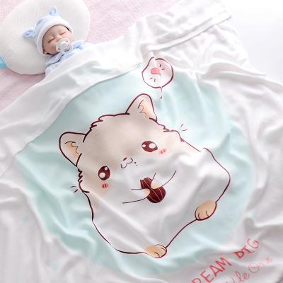 China Cooling Summer Printing Cotton Double Layer Baby Muslin Bamboo Cool Knitted Blanket for sale