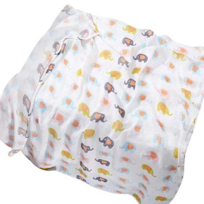 China Nondisposable Super Soft Two Layer Bamboo Cotton Print Baby Muslin Newborn Wrap Blanket for sale