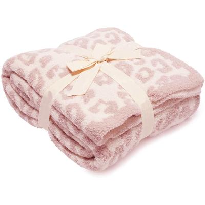 China Anti-pilling Wholesale Luxury Leopard Print Knitted Sofa Cover Soft Warm Fleece Throw for sale