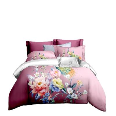 China Popular Disposable 3D Printing Flower Bedding Set Bedroom Luxury Down Comforter Cover 3 Piece Set for sale