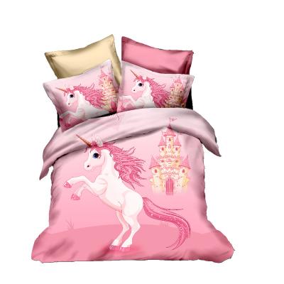 China 3D Printing Cartoon Unicorn Pattern Disposable Hot Selling Luxury Digital Bedding Sets 3pcs Comforter Sets For Kids Bedroom for sale