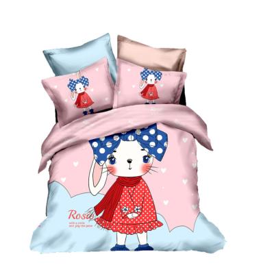 China Disposable Unique Design 3D Products Cartoon Digital Printing Lovely Cat Printed Bedding Sets For Girl's Bedroom for sale