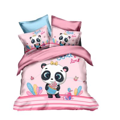 China Disposable Factories For Sale High Quality 3D Cartoon Digital Printing Lovely Panda Printed Bedding Sets For Home Textile Products for sale