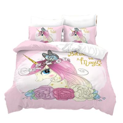 China Disposable Unique Design High Quality 3D Digital Printing Bedding Sets Cartoon Pattern 3pcs Duvet Cover Sets For Kids Bedroom for sale