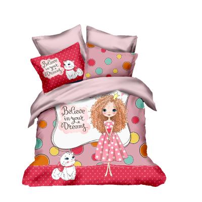 China Disposable Bestselling Lovely Cartoon Girl Printed Products 3D Digital Printing 3pcs Bedding Sets For Home Textile Products for sale