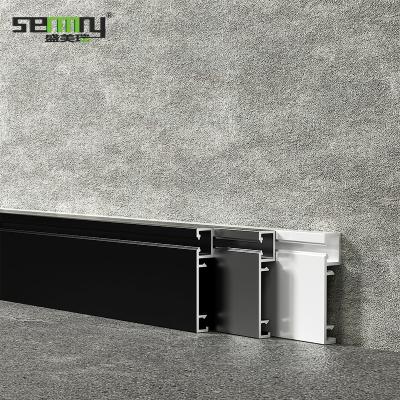 China Modern Easy Install Customized Aluminum Powder Brushed Aluminum Alloy LED Wood Grain Brushed Skirting Board for sale