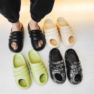 China Custom 2023 Logo Men's New Unisex Summer Sandals Flat Cushioning Slips Shoes Women Slip On Eva Indoor Beach Slippers for sale