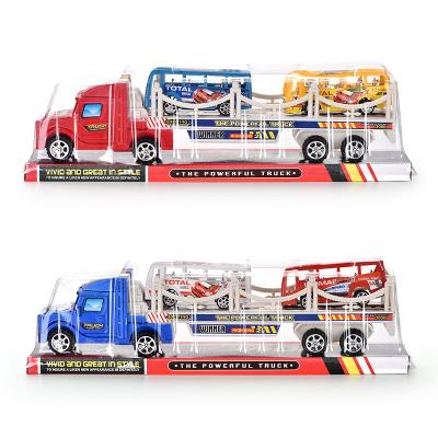 China New Arrival Plastic City Car Transport Model Toys With 2 Small Cars Plastic Friction Bus Cars for sale