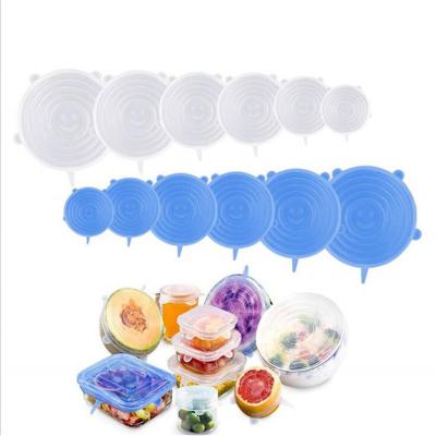 China Non Spill Universal Silicone Food Wrap Bowl Lid Cover 6 Pcs Kitchen Gadgets Accessories Silicon Reusable Stretch Lids for sale