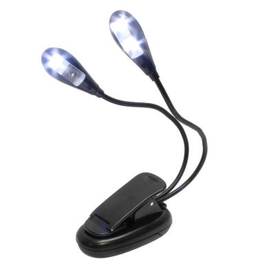 China Double Flexible 2 Arms Clip On 4 LED Light For Book Reading Tablet M259 Lamp for sale