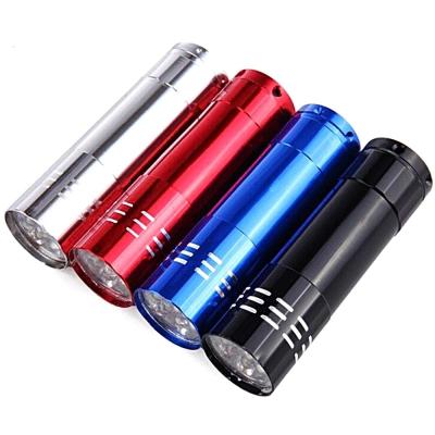 China Industrial LED Flashlight Violet 9 LED Flashlight Blacklight Torch UV Ultra Light Portable Mini Aluminum Black Lamp for sale