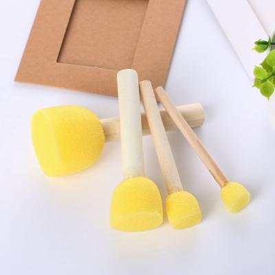 China 4Pcs Original Wooden Handle Sponge Paint BrushPainting Graffiti First Toy Art Supplies L946 for sale