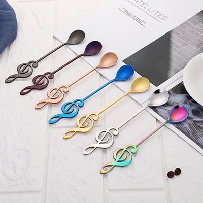 China 1pc metal musical notes stainless steel teaspoon ice cream dessert tea spoon for picnic kitchen accessories for sale