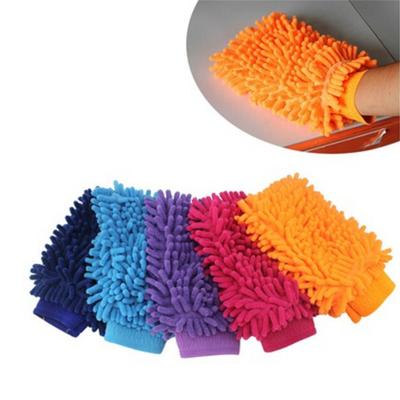 China Hot Selling Fiber 2 in 1 Soft Glove Ultrafine Microfiber Chenille Fiber Mesh Backing No Scuff for Car Wash and Cleaning for sale