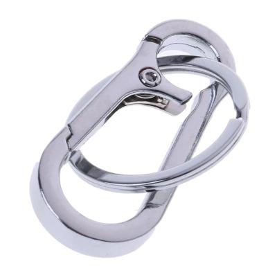 China Keyriing Metal Stainless Steel Squash Buckle Carabiner Holding Belt Clip Key Chain Anti-lost Buckle Hanging Keyriing for sale