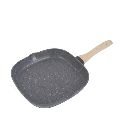 China New Viable Wholesale Kitchenware Aluminum Kitchen Cooking Egg Steak Marble Stone Frying Frying Pan Non Stick for sale