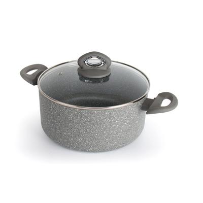 China Viable for Kitchen Cookware Soup Pot Marble Stone Aluminum Stick Non Frying Nonstick Soup and Stock Pots for sale