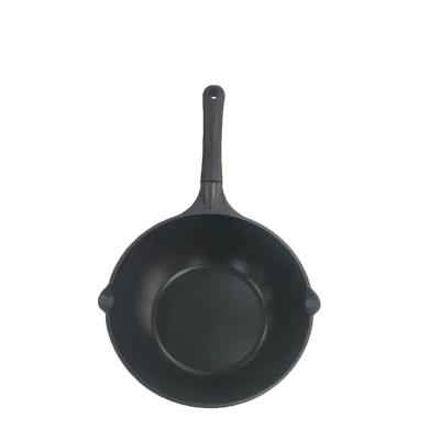 China Durable Patented Large Iron Bottom Bakelite Handle Aluminum Alloy Non-Stick Wok For Gas And Induction Cooker for sale