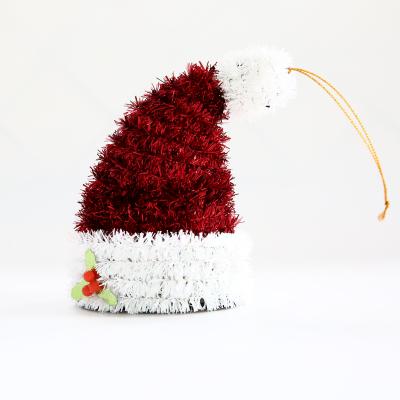 China Factory Direct Sale Christmas Mini Glitter Hat 3D Frame PET Tinsel Hanging Eco-friendly Tree Decorations for sale