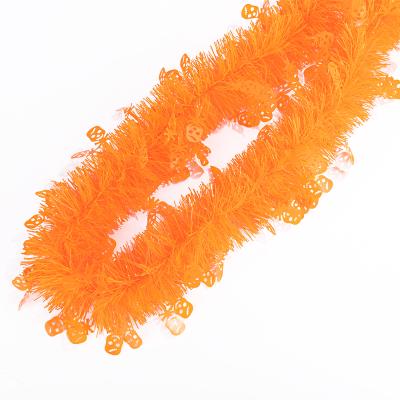 China Durable Orange Halloween Decorations Glitter Garland Party Tinsel Garland Holiday Decoration for sale