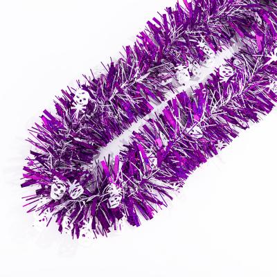 China Halloween Purple and White Durable Tinsel Garland Decorations Christmas Tree Ornament Orange Christmas PET Skull for sale