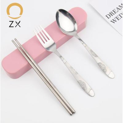 China Viable Stainless Steel Travel Camping Cutlery Set Stainless Steel Knife Fork Spoon Chopsticks Set With Case for sale