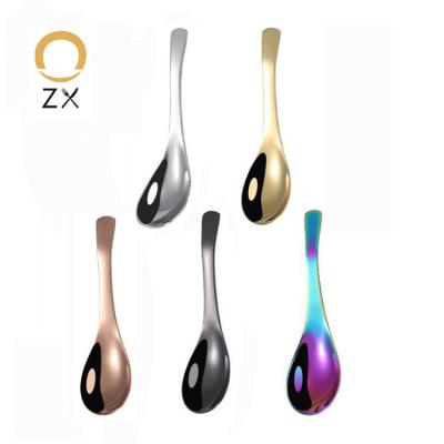 China Viable Edible Stainless Steel Metal Mirror Polish Count Spoons Line Dinner Royalty Colored Spoon for sale