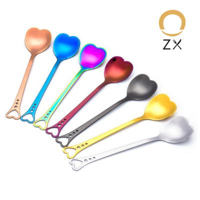 China Creative Stainless Steel Stir Spoon Set Heart Teaspoon Heart Shaped Creative Viable Dessert Tea Spoon for sale