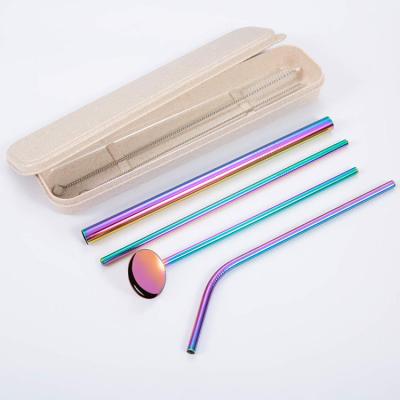 China Reusable Eco Sustainable Stainless Steel Metal Edible Drinking Straw Set for sale