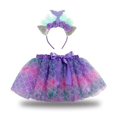 China Sweet Girls Rainbow Tutu Skirt Unicorn Horn Headband Outfits With Birthday Party Decoration for sale