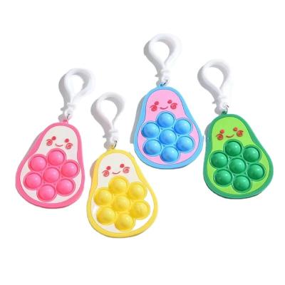 China Decompression Mini Silicone PVC Push Bubble Key Chain Snaps Stir Toy Stress Relief Sensory Keychain fidgety person toys for sale