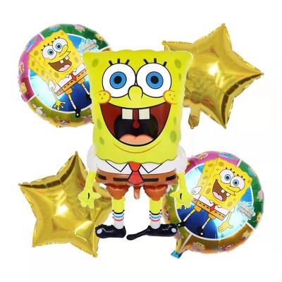 China 5pcs Party Decoration Set Cartoon Character Happy Birthday Theme Foil Balloons For Kids Balloon Party Decoration Toy for sale