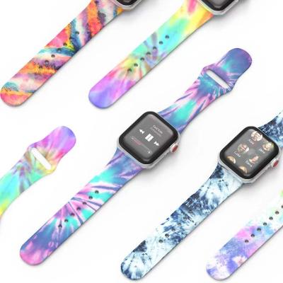 China 45mm Customized Watch Band Strap 38mm 40mm 41mm 42mm 44mm Soft Printed Sport Silicone Strap Rubber Watch Bands For Apple Iwatch SE 6 5 7 4 for sale