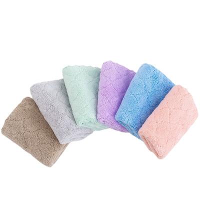 China Customized High Quality Soft Hand Towel Child Safe Coral Fleece Microfiber Coral Fleece Hair Towel Baby Kids for sale