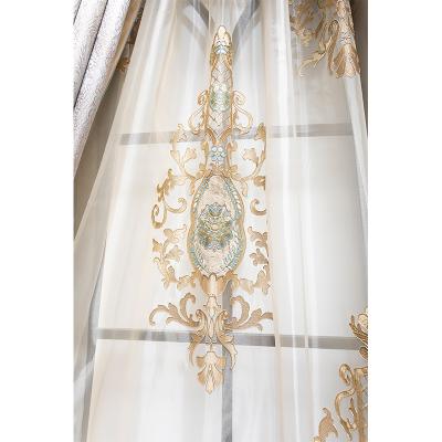 China High Precision 100% Polyester Translucidus Gold Colored Thread Embroidered Door Window Curtains for sale