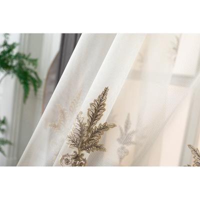 China Translucidus Tops Fine Natural Embroidered Fine Yarn Sheer Curtains For Living Room Bedroom for sale