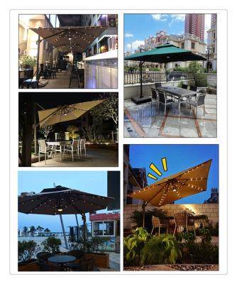 China Durable Roman Style LED Solar Garden Light Big Outdoor Portable Restaurant Parasol Umbrella for sale