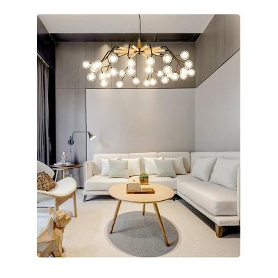 China Modern Simple Black Wooden Hotel Home Decorative 9 Bulbs Glass Pendant Lamp for sale