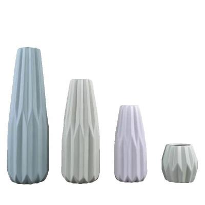 China Easy clean white marble geometric origami design colorful ceramic vase for home decoration for sale