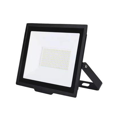 China Modern Warm White Floodlight 100w Solar Panel Smart Outdoor Lights Lens LED Die-casting Solar Flood Light for sale