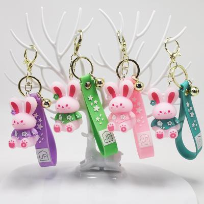 China 3D Cartoon Rabbit Figure Toy Key Chain Decoration Personalized PVC Anime Souvenir Gift Keychain for sale