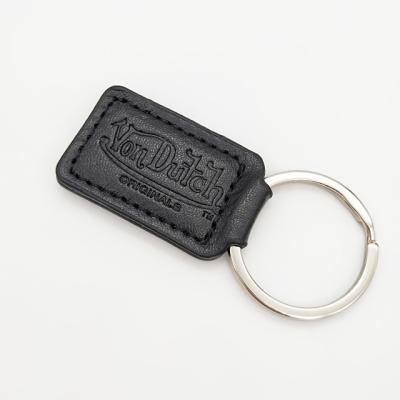 China Promotional cheap black leather key tags eco-friendly with debossed or imprint logo for advertising for sale