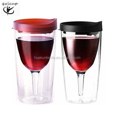 China Disposable hot sales custom cup and color printing or plastic glass, double wall plastic wine cup with lid for sale