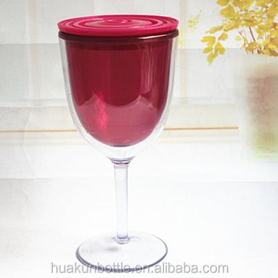 China Sustainable Hot Cold Clear Double Wall Insulated Plastic Cups With Plastic Straw And Lid / Wine Glass for sale