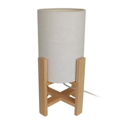 China Nordic New Design Modern European Style Table Light With Wooden Low Canvas Table Lamp For Living Room Home Decoration for sale